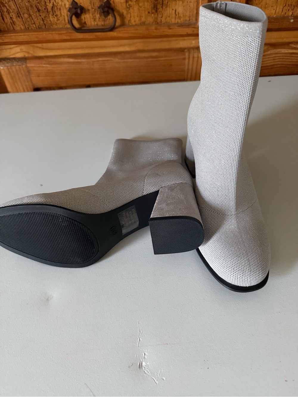 New MIA Women’s Stretch Knit Ankle Boots in Light Gray - Picture 3 of 6